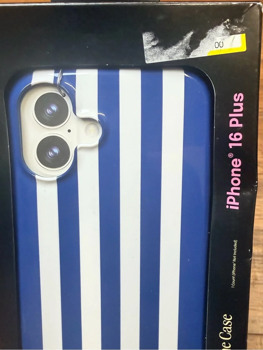 Navy & White Striped Phone Case for iPhone 16 Plus